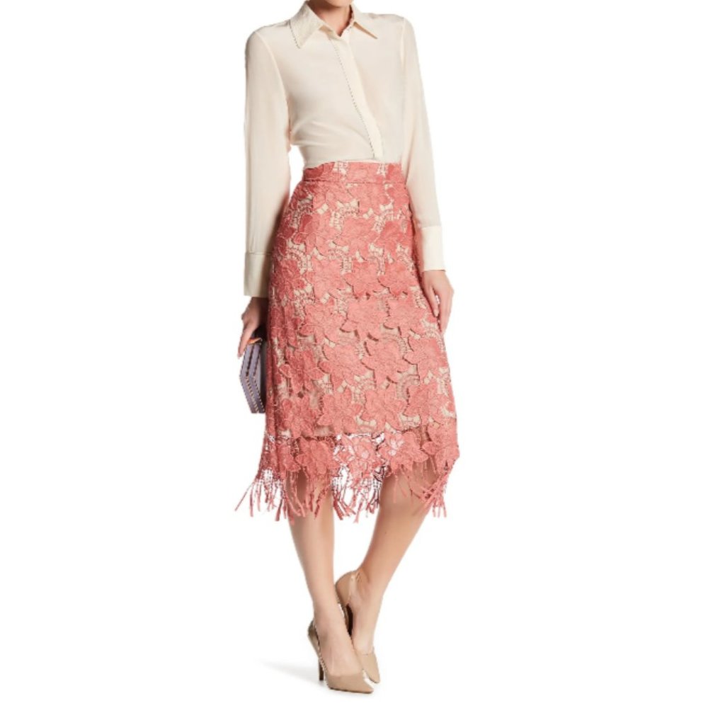 Alice + Olivia Strand Floral Lace Pencil Skirt